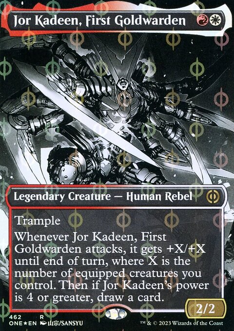 Jor Kadeen, First Goldwarden (Borderless Manga Step-and-Compleat Foil) [Phyrexia: All Will Be One]