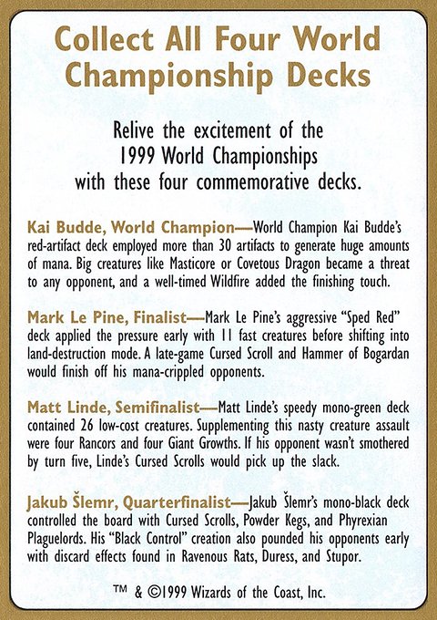 1999 World Championships Ad [World Championship Decks 1999]