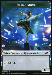 Spirit (002) // Human Monk Double-Sided Token [Kamigawa: Neon Dynasty Tokens]