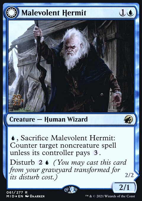 Malevolent Hermit // Benevolent Geist [Innistrad: Midnight Hunt Prerelease Promos]