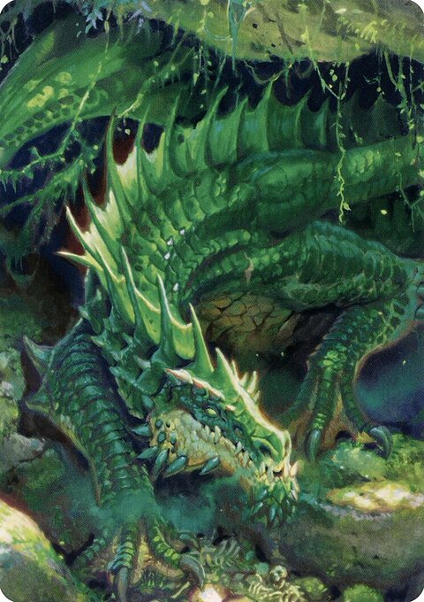 Lurking Green Dragon Art Card (Gold-Stamped Signature) [Commander Legends: Battle for Baldur's Gate Art Series]