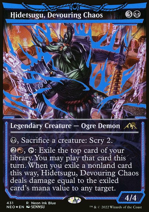 Hidetsugu, Devouring Chaos (Neon Ink Blue) [Kamigawa: Neon Dynasty]