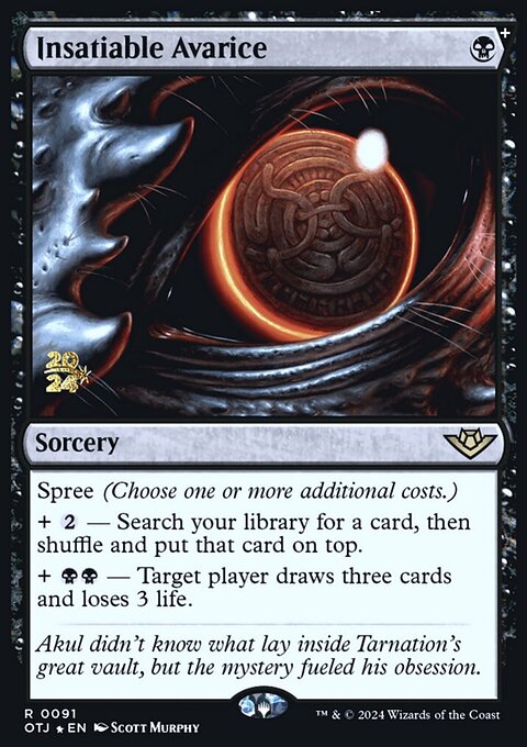 Insatiable Avarice [Outlaws of Thunder Junction Prerelease Promos]