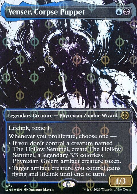 Venser, Corpse Puppet (Borderless Ichor Step-and-Compleat Foil) [Phyrexia: All Will Be One]