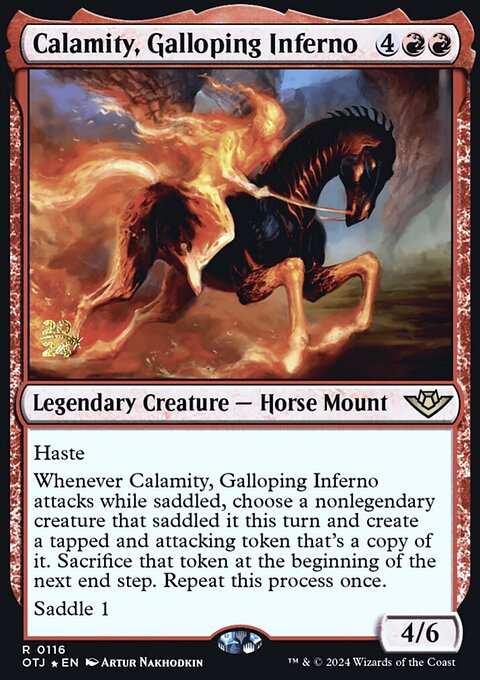 Calamity, Galloping Inferno [Outlaws of Thunder Junction Prerelease Promos]