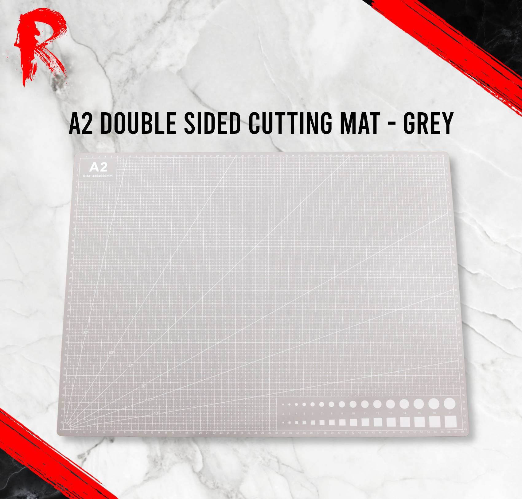 A2 Double Sided Cutting Mat - Grey