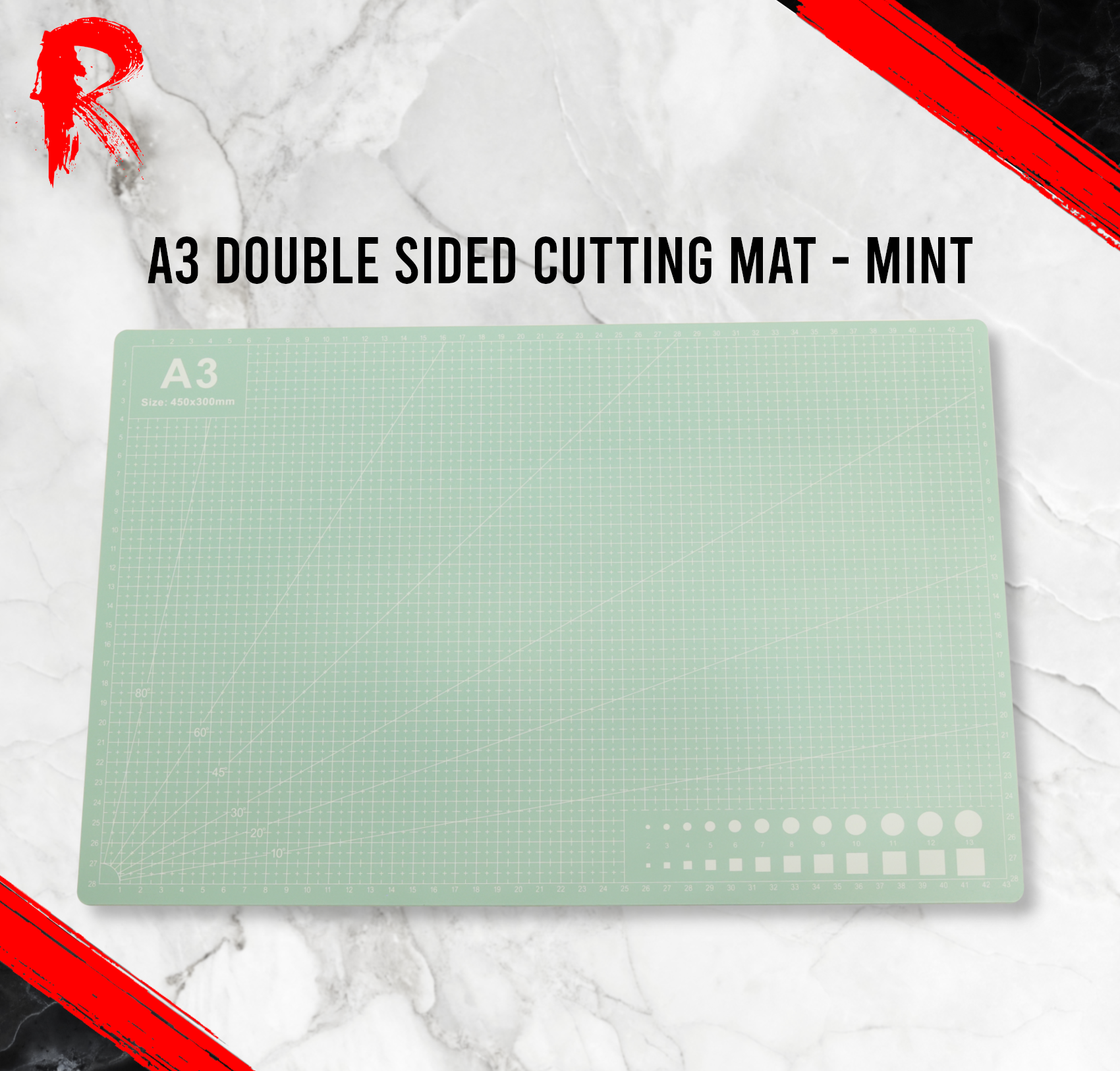 A3 Double Sided Cutting Mat - Mint