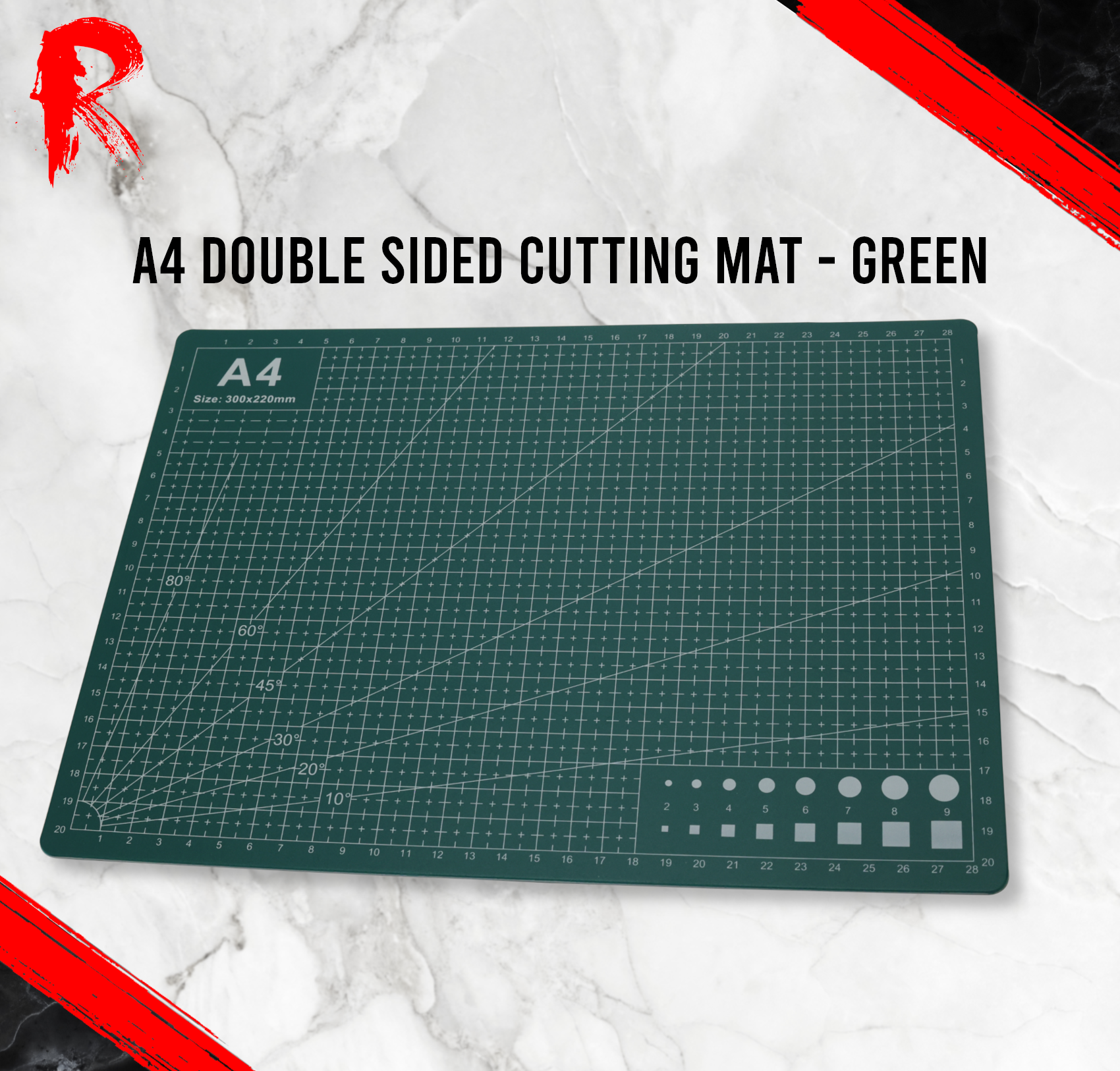 A4 Double Sided Cutting Mat - Green