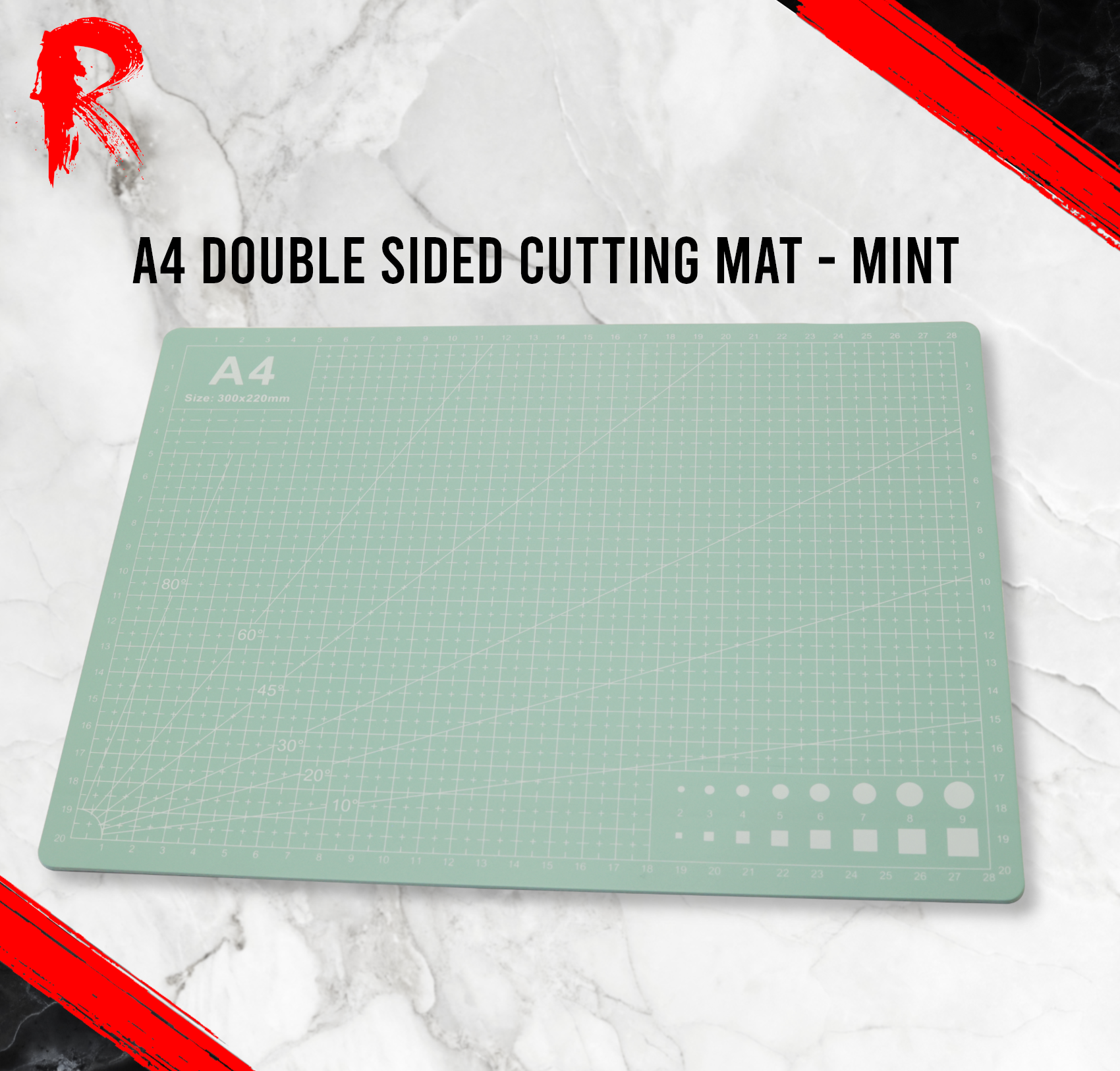 A4 Double Sided Cutting Mat - Mint