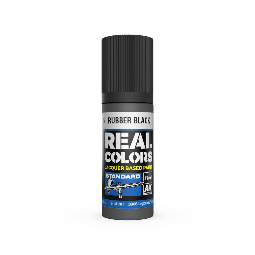AK Interactive Real Colors: Rubber Black - 17ml Lacquer Paint