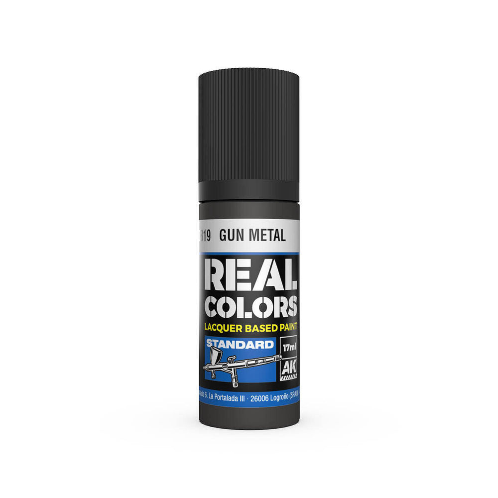 AK Interactive Real Colors: Gun Metal - 17ml Lacquer Paint
