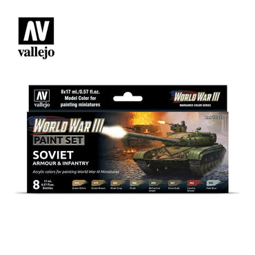 Vallejo Model Colour - WWIII Soviet Armour & Infantry Acrylic 8 Colour Paint Set