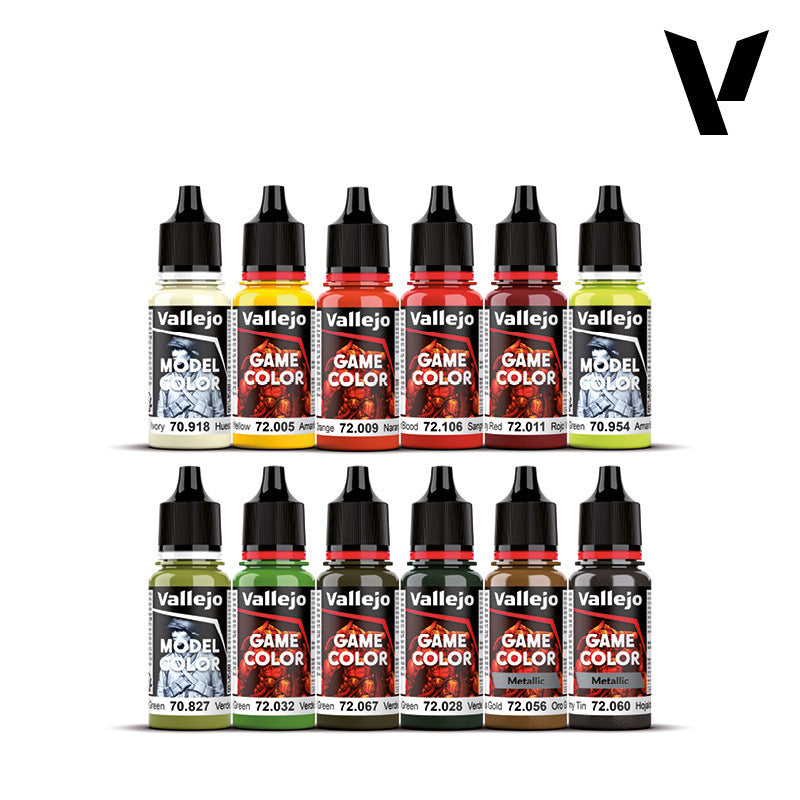 Vallejo Fantasy Paint Set by Squidmar Miniatures - 12 Acrylic Paints + Exclusive Miniature