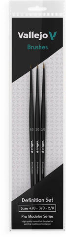 Vallejo Brushes - Pro Modeler - Definition Set - Natural Hair (Sizes 4/0, 3/0 & 2/0)