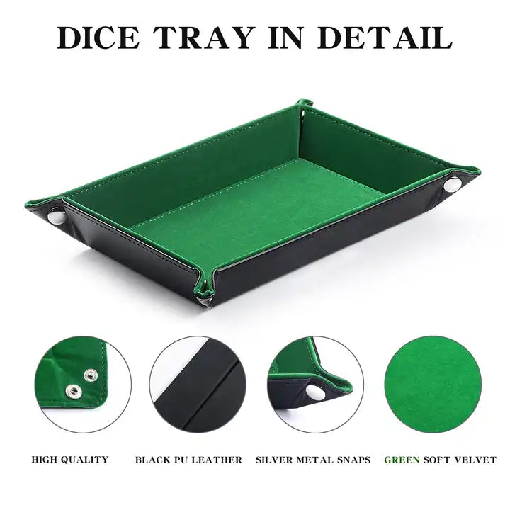 Velvet Folding Dice Tray - Green (7"x4") - Ronin Games