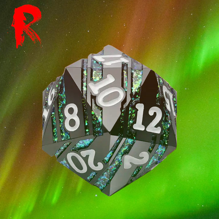 Aurora Borealis - Metal Large 33mm D20 - Ronin Games Dice