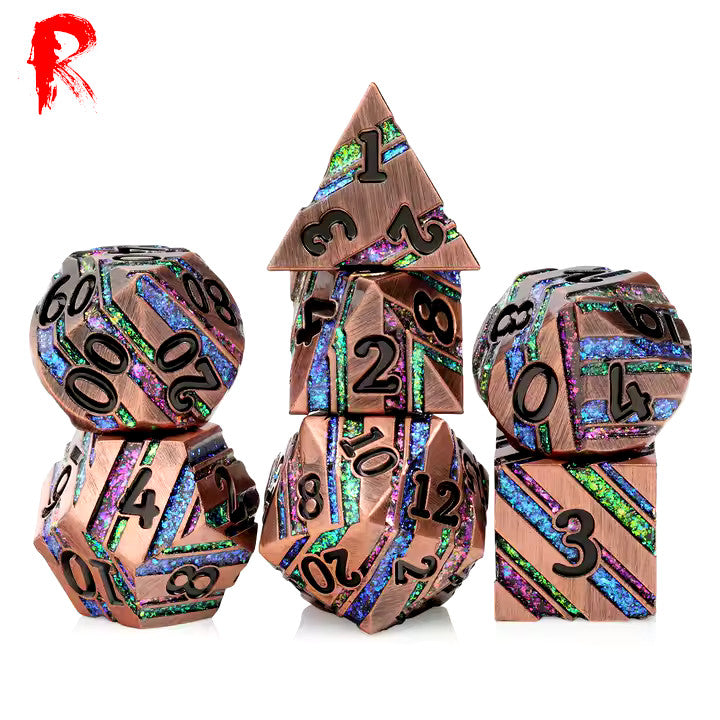 Old Bronze of the Bifrost - Metal 7 Dice Set - Ronin Games Dice