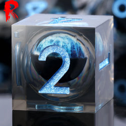 Eyes of the Blue Dragon - Liquid Core Resin RPG 7-Dice Set - Ronin Games Dice