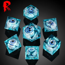 Blue Wizards' Eyes - Sharp Edge Liquid Core Eye Dice Set