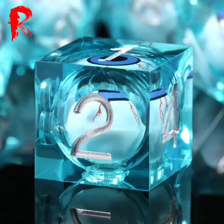 Blue Wizards' Eyes - Sharp Edge Liquid Core Eye Dice Set