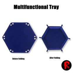Velvet Folding Hexagonal Dice Tray - Blue (4.2"x4.2") - Ronin Games