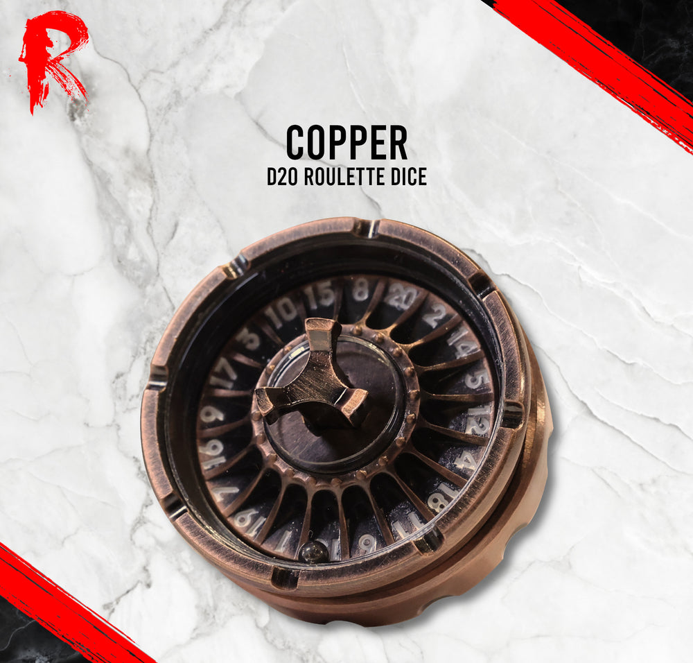 D20 Roulette Dice - Copper - Ronin Games Dice - DT020