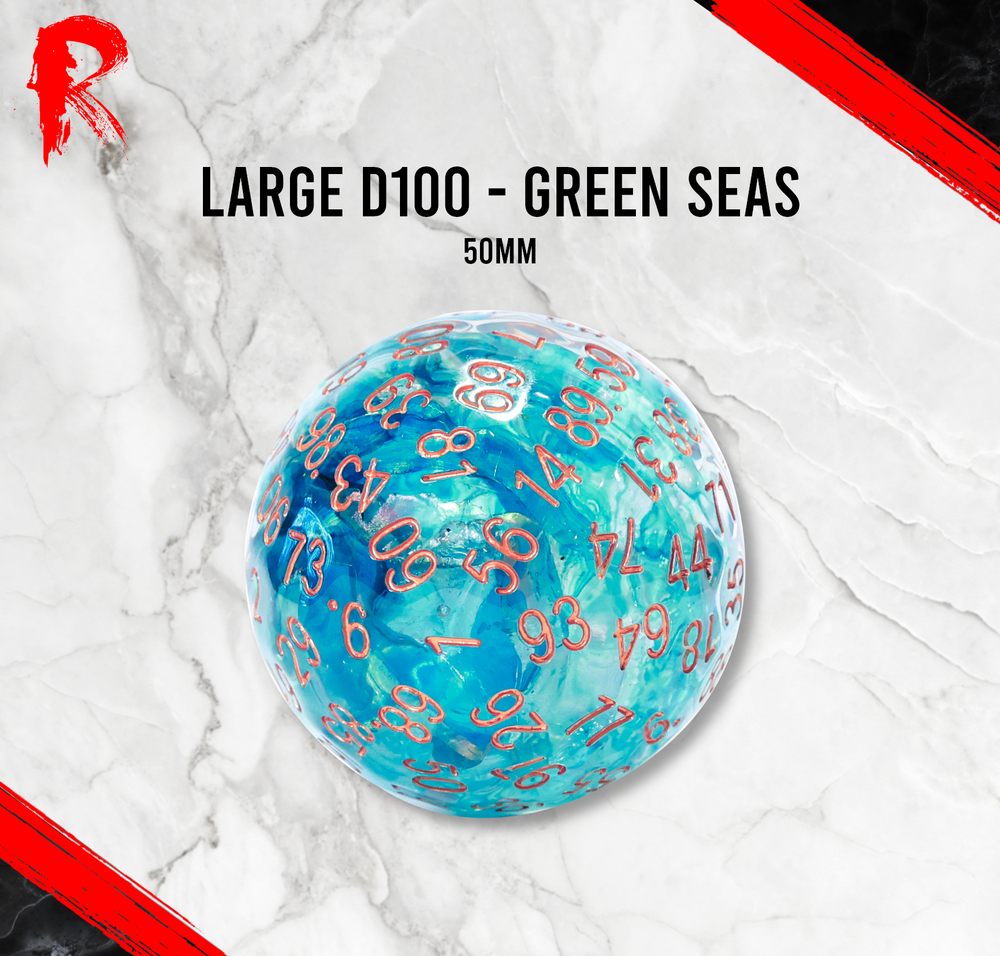 Large D100, 50mm - Green Seas - Ronin Games Dice RD014