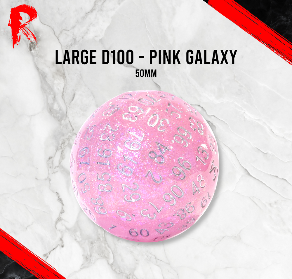 Large D100, 50mm - Pink Galaxy - Ronin Games Dice RD013