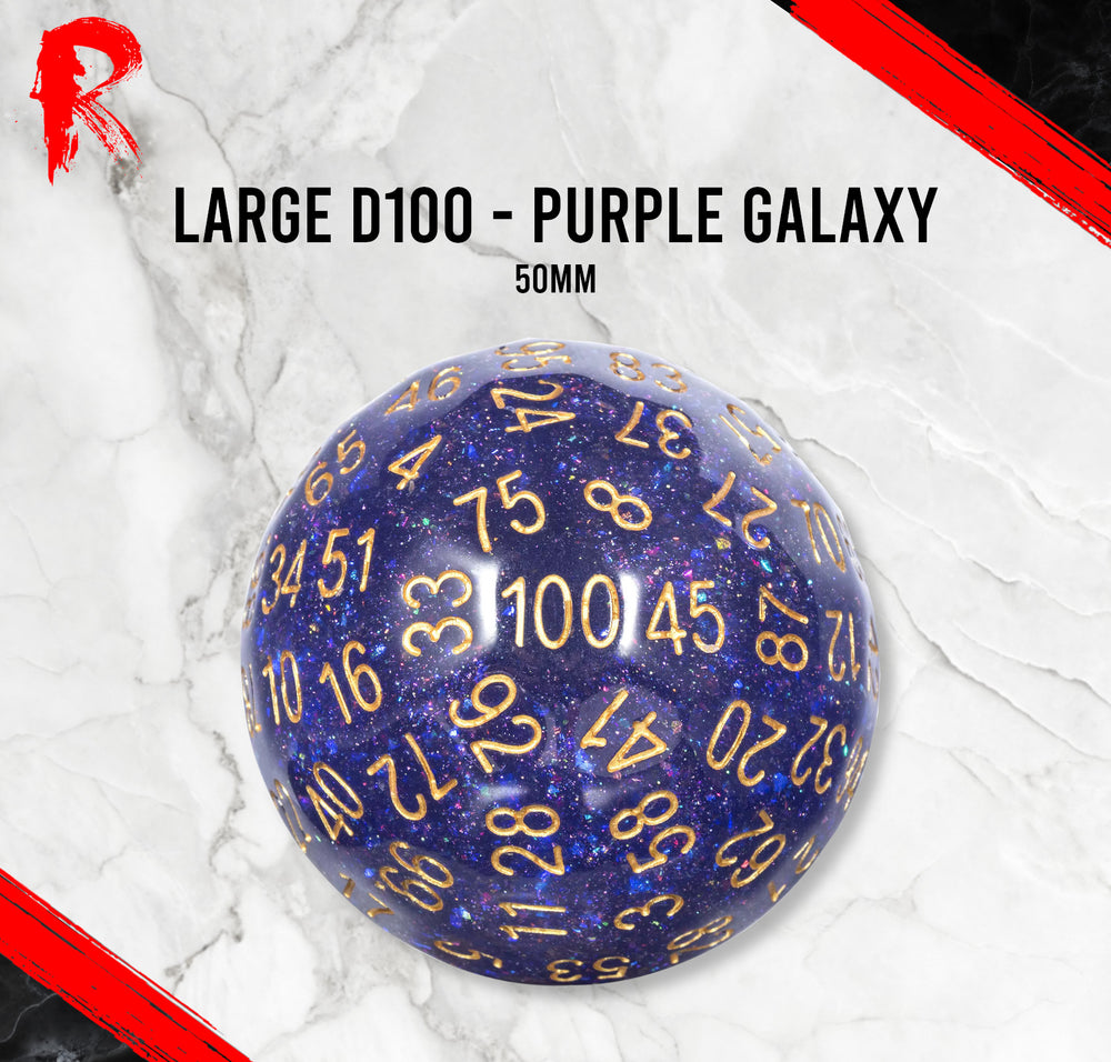 Large D100, 50mm - Purple Galaxy - Ronin Games Dice RD016