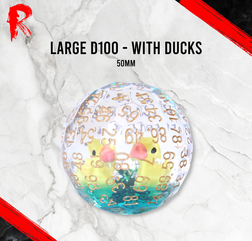 Large D100, 50mm - With Ducks Inside - Ronin Games Dice RD015