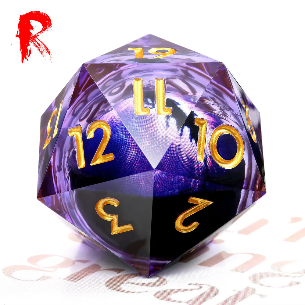 Large 33mm D20 Purple Dragon Eye Liquid Core - Ronin Games Dice