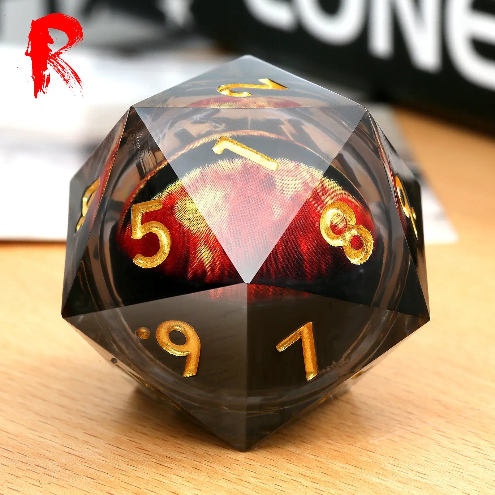 Large 33mm D20 Red Dragon Eye Liquid Core - Ronin Games Dice