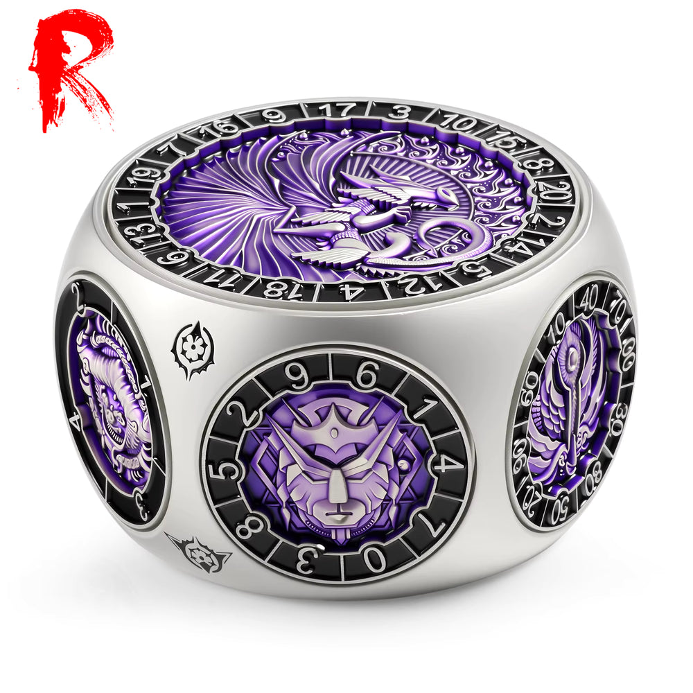 Eight-In-One Dice Spinner for D&D - Purple and Silver