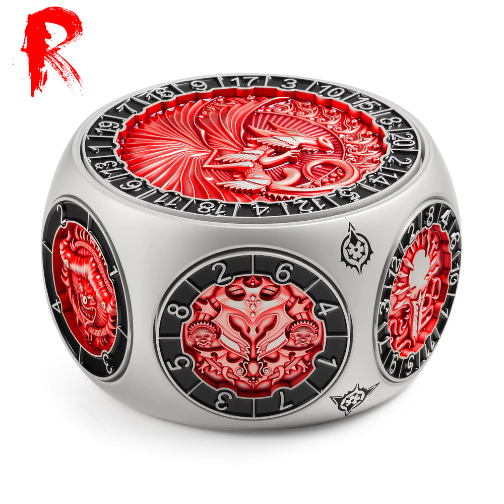 Eight-In-One Dice Spinner for D&D - Silver and Red
