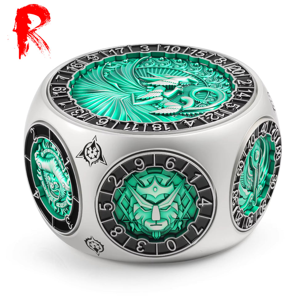 Eight-In-One Dice Spinner for D&D - Silver and Green