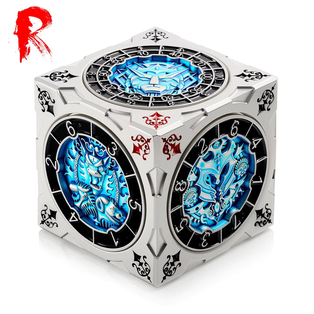 All-In-One Hexagon Spinner Dice Cube for D&D - Blue Fidget Cube - Chimera Design