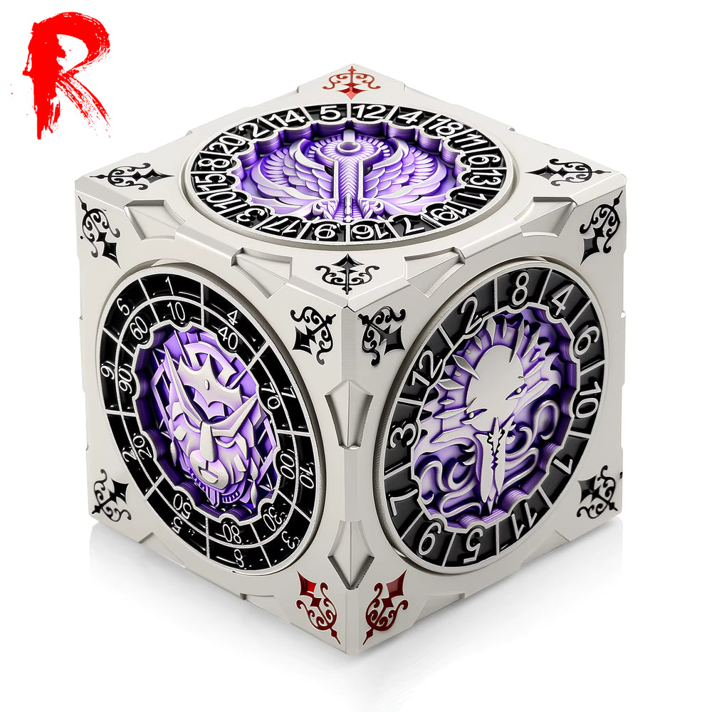 All-In-One Hexagon Spinner Dice Cube for D&D - Purple Fidget Cube - Chimera Design