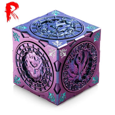 All-In-One Hexagon Spinner Dice Cube for D&D - Purple/Blue Chameleon Fidget Cube - Chimera Design