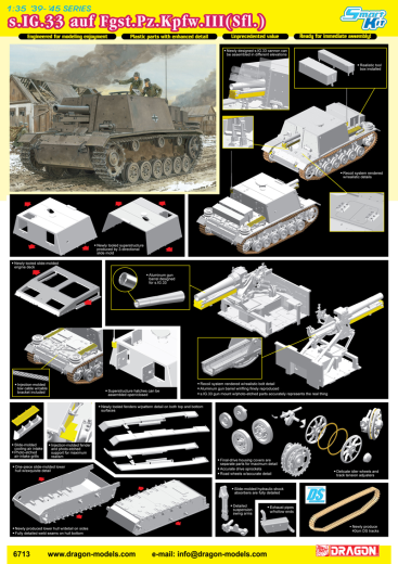 Dragon 1/35 s.I.G.33 auf Fgst.Pz.Kpfw.III(Sfl.) Plastic Model Kit