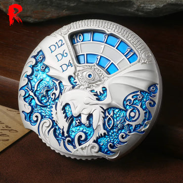 Roulette Spinner Dice - Silver and Blue - Ronin Games Dice - DT013