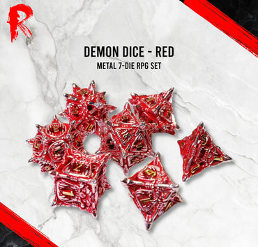 Demon Dice - Red Metal 7-Dice RPG Set - Ronin Games Dice