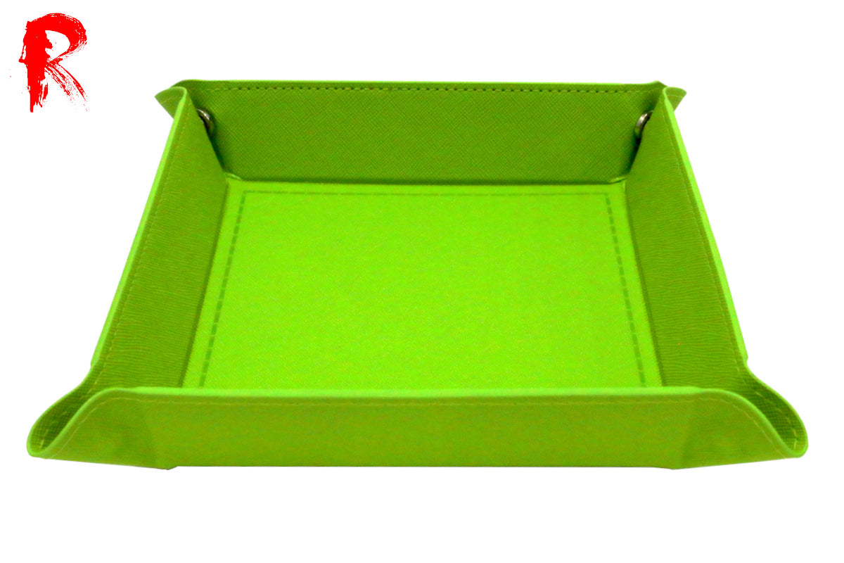 Folding Square Dice Tray - Grass Green - PU Leather (14.5cm x 14.5cm) - Ronin Games - RGDT-141