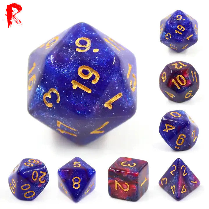 Rose Galaxy - Pink Pearl 7-Die RPG Set - Ronin Games Acrylic Dice HDAR-21