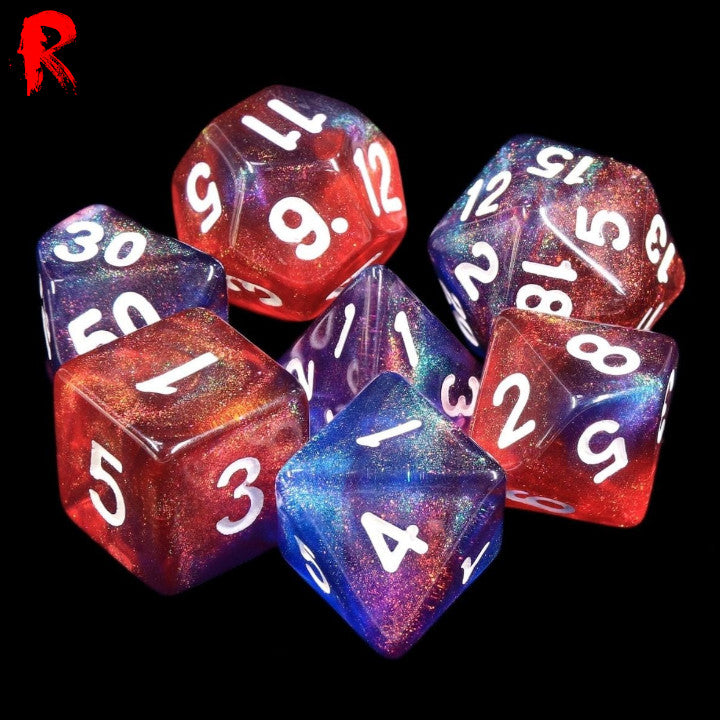 Dragon Nebula - 7-Die RPG Set - Ronin Games Acrylic Dice HDAR-48