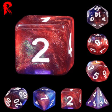 Cosmic Stars - Blue and Red 7-Die RPG Set - Ronin Games Dice HDAR-50