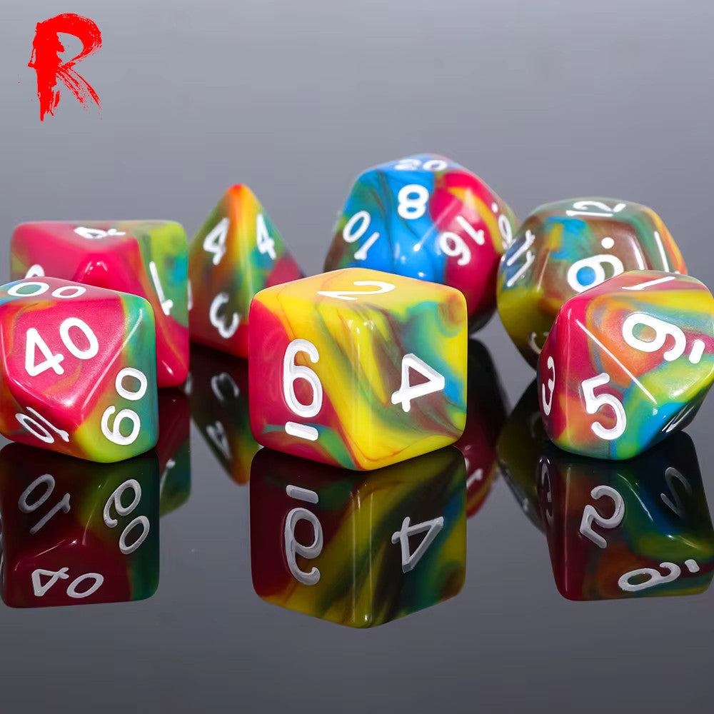 Rock Candy - Multicoloured 7-Die RPG Set - Ronin Games Acrylic Dice - HDB-101