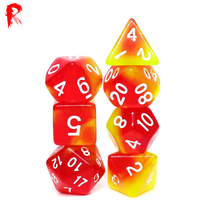 Rising Phoenix - 7-Die RPG Set - Ronin Games Acrylic Dice HDB-28