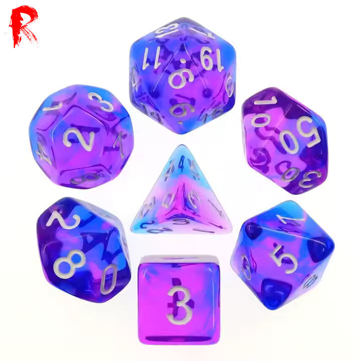 Indigo Sea - 7-Die RPG Set - Ronin Games Acrylic Dice HDB-29