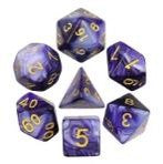 Dark Purple & White Blended Dice - Acrylic RPG 7 Dice Set - Ronin Games