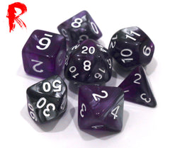 Dark Crystal - Purple and Grey Swirl 7-Die RPG Set - Ronin Games Acrylic Dice - HDB-47